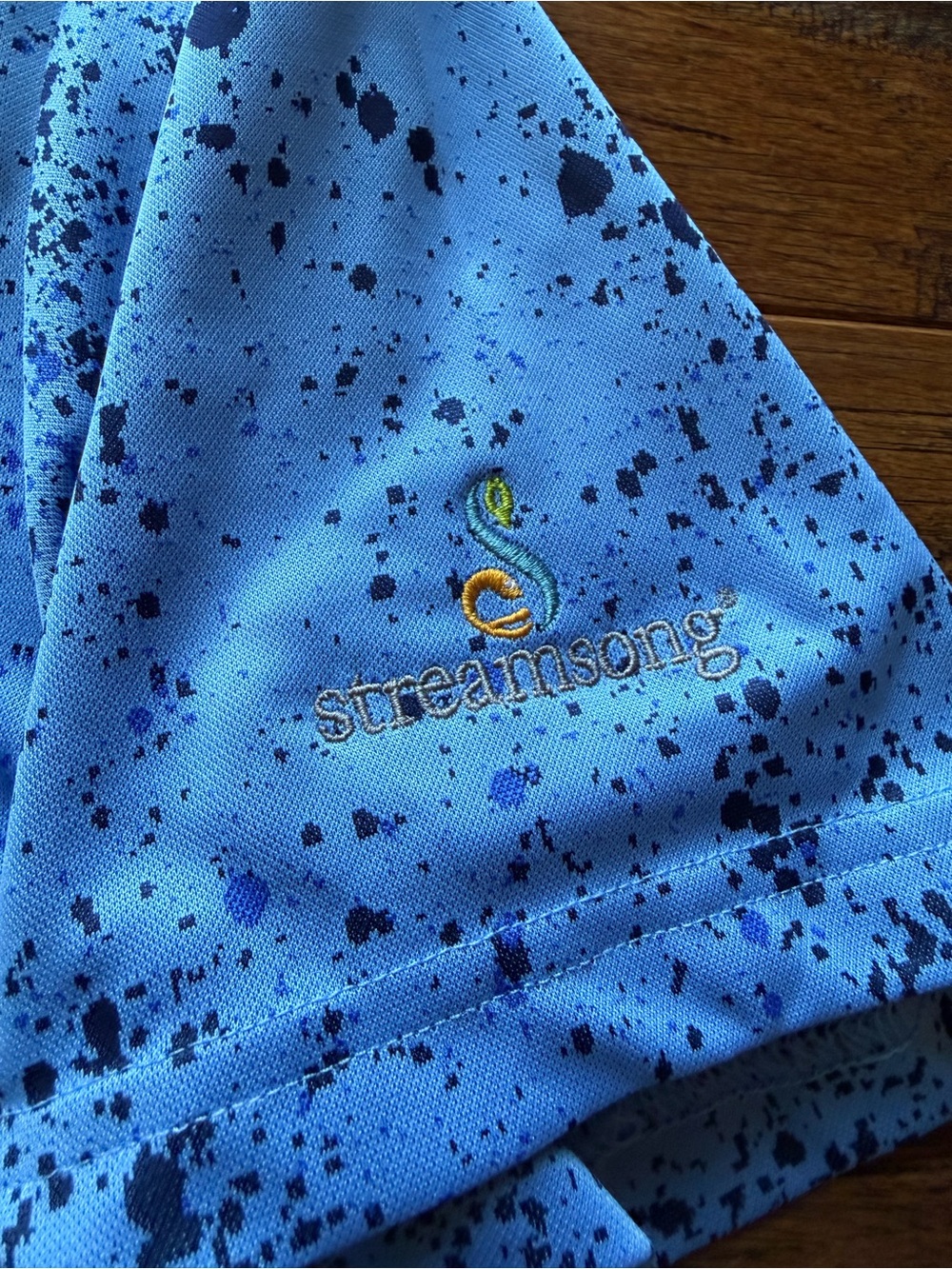adidas Men’s Blue Polo with Black Splatter Print - Picture 4 of 7